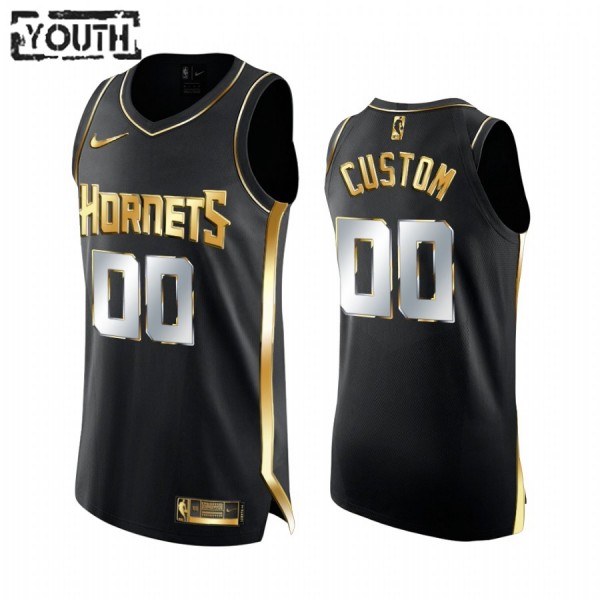 Charlotte Hornets Trikot Benutzerdefinierte 2020-21 Schwarz Golden Edition Swingman - Kinder Charlotte Hornets Trikot Benutzerdefinierte 2020-21 Schwarz Golden Edition Swingman - Kinder